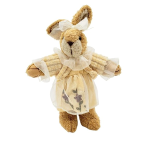 Rabbit Stuffed Animal Tan Plush 10" Garden Bunny Spring Decor Easter Shelf Stiff